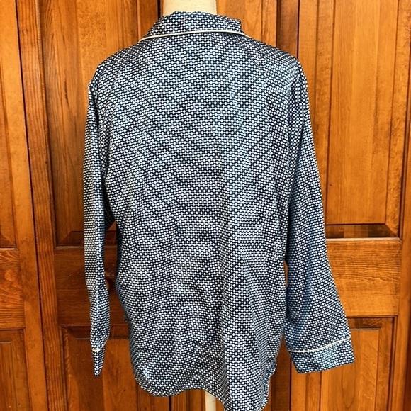 Miss Elaine Blue & White Silky Feel Cotton/Polyester Pajama Set Buttondown L - Picture 6 of 14